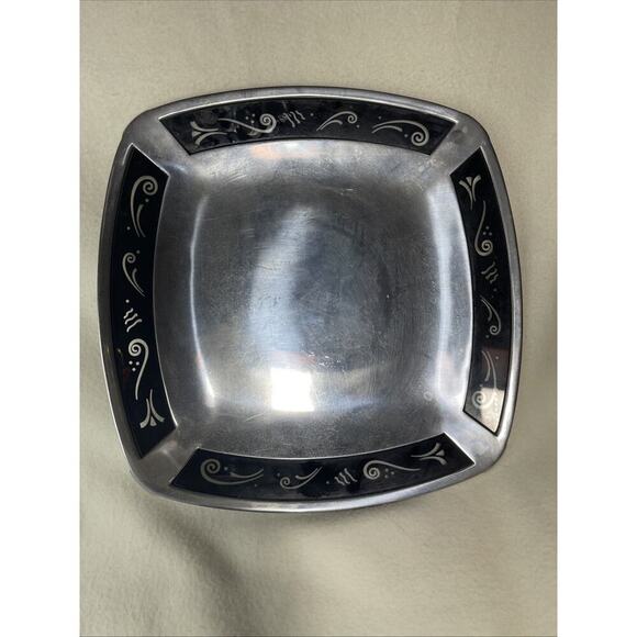 LENOX SPYRO SILVER METAL SERVEWARE LARGE SQUARE ALLOY TRAY CAKE FRUIT PLATE - Picture 1 of 3